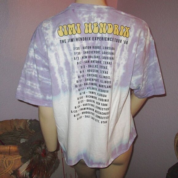Jimi Hendrix Experience Tour T-Shirt Size L Black Light 2 Sided Crop Psychedelic - Picture 8 of 9
